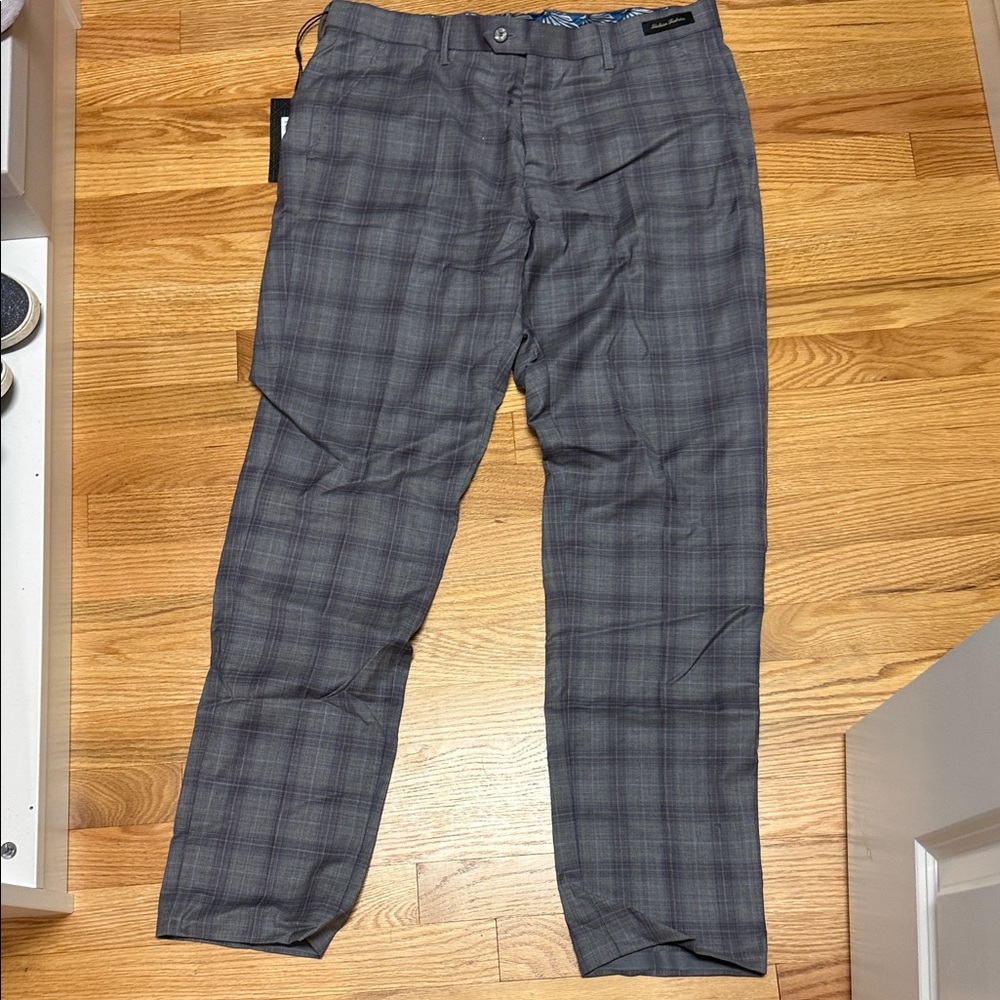 Ted Baker London Charcoal Checkered Men's Dress Pants